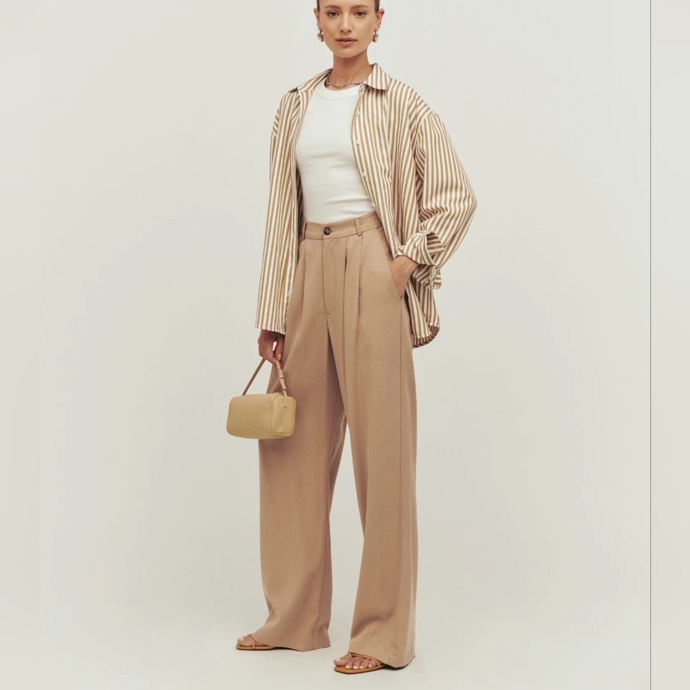 Reformation Tan Wide-Leg Pants